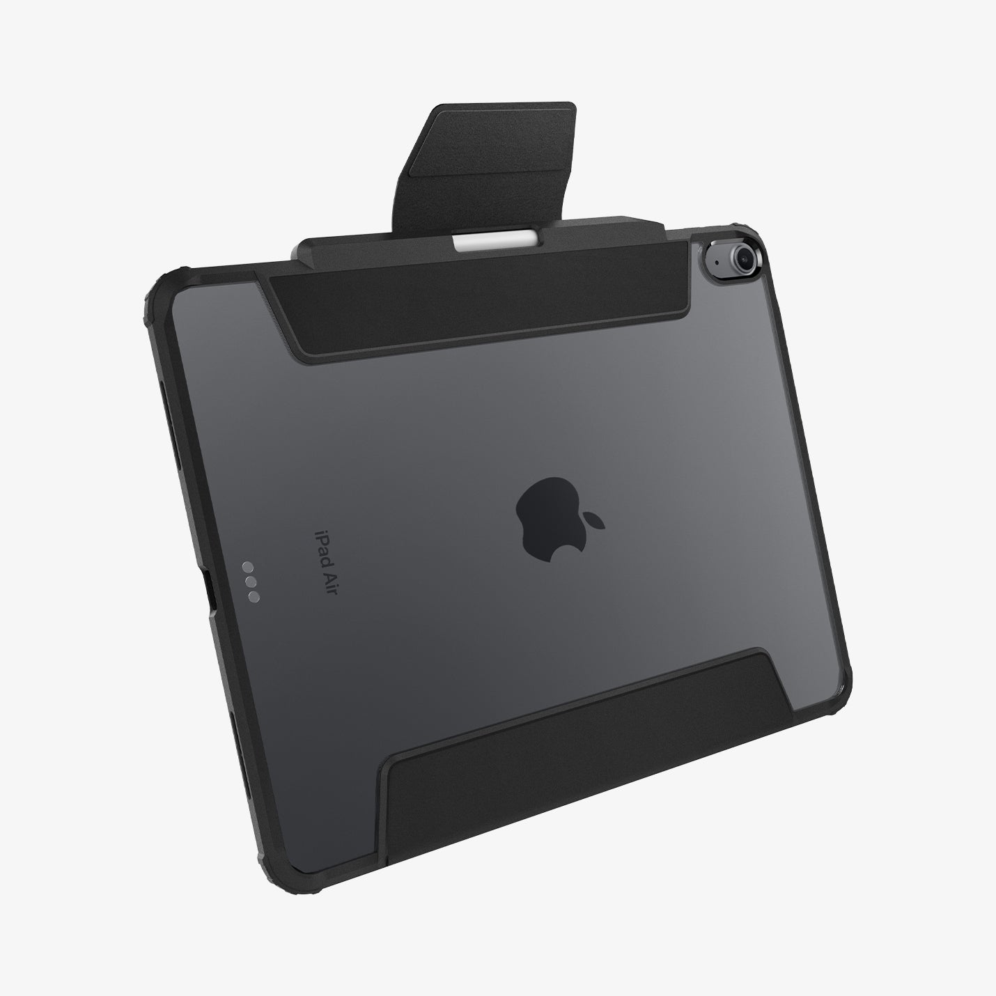 ACS07668 - iPad Air 12.9-inch Case Ultra Hybrid Pro in Black showing the back and bottom with cover flap open