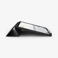 ACS07668 - iPad Air 12.9-inch Case Ultra Hybrid Pro in Black showing the bottom and partial front with device propped up by built in kickstand with s-pen attached