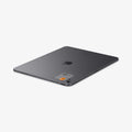 AGL07801 - Spigen Glas.tR EZ Fit Optik Pro lens protector applied to iPad Air 13 Space Gray shown from back three-quarter view