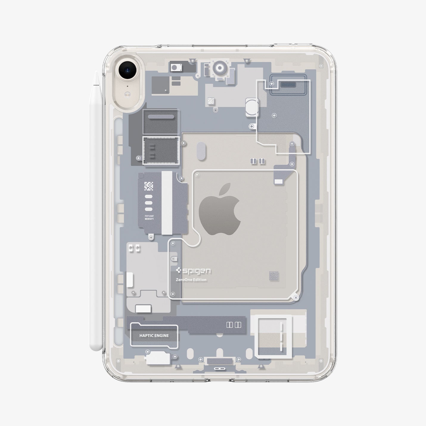 ACS09163 - iPad Mini 7 Case Ultra Hybrid Zero One White showing the 
back