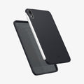 ACS09230 - iPad Mini 7 Case Nano Pop in Black Sesame showing the back, partial inner and sides with stylus pen attached