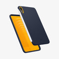 ACS09231 - iPad Mini 7 Case Nano Pop in Blueberry Navy showing the back, partial inner and sides with stylus pen attached