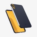 ACS12397 - iPad Mini 8 Nano Pop in Blueberry Navy showing an angled rear view of an iPad mini case with an Apple Pencil attached along the side