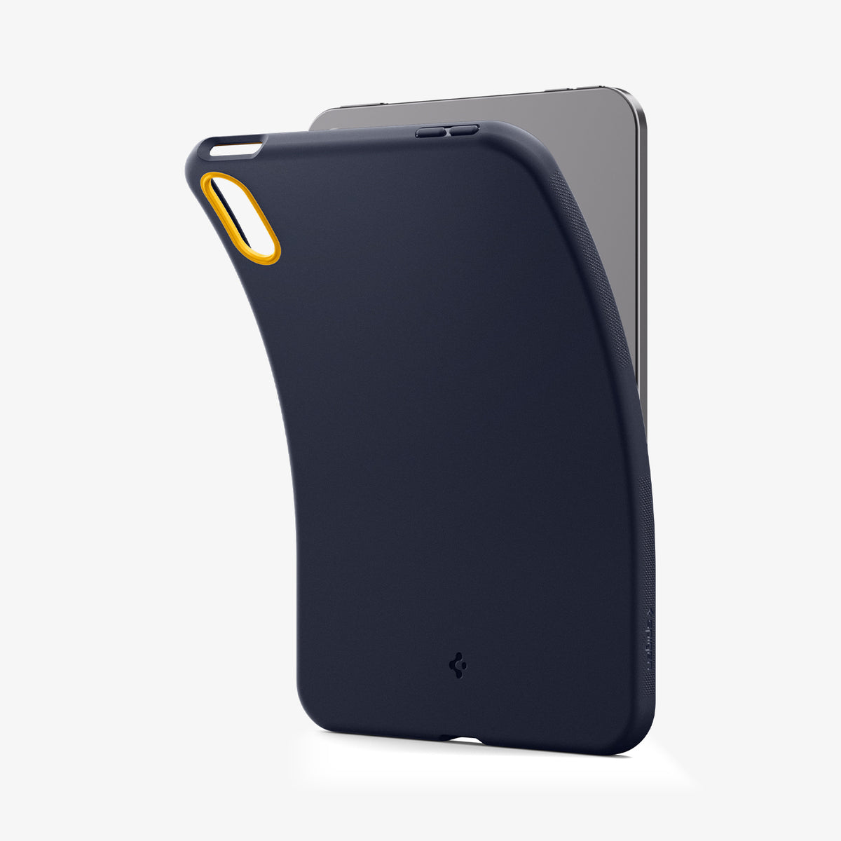 ACS12397 - iPad Mini 8 Nano Pop in Blueberry Navy showing a flexible iPad mini case with camera and button cutouts partially separated from the device