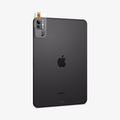 AGL07791 - iPad Pro 13-inch (2024) Optik Pro EZ Fit Lens Protector in Space Black showing the back, installation tray attached to the device
