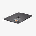 AGL07791 - iPad Pro 13-inch (2024) Optik Pro EZ Fit Lens Protector in Space Black showing the installation tray hovering above the lens protector and the device 