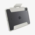 ACS07024 - iPad Pro 11-inch Case Air Skin Pro in Gray showing the back and bottom with cover flap open with s-pen attached
