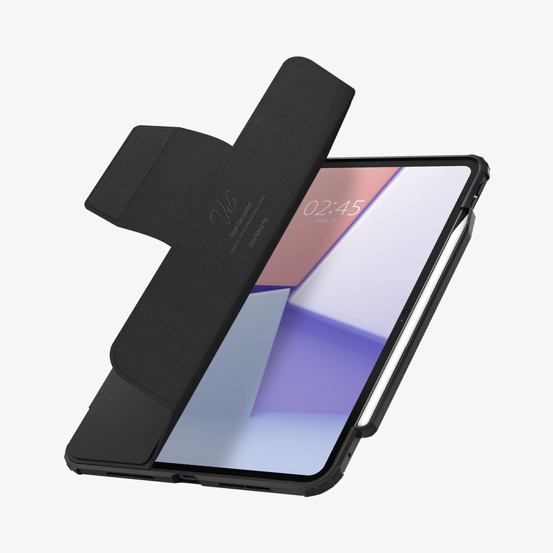 ACS07016 - iPad Pro 11-inch Case Ultra Hybrid Pro in Black showing the partial front, and half open