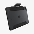 ACS07766 - iPad Pro 12.9-inch Case Air Skin Pro in Gray showing the back and bottom with cover flap open with s-pen attached