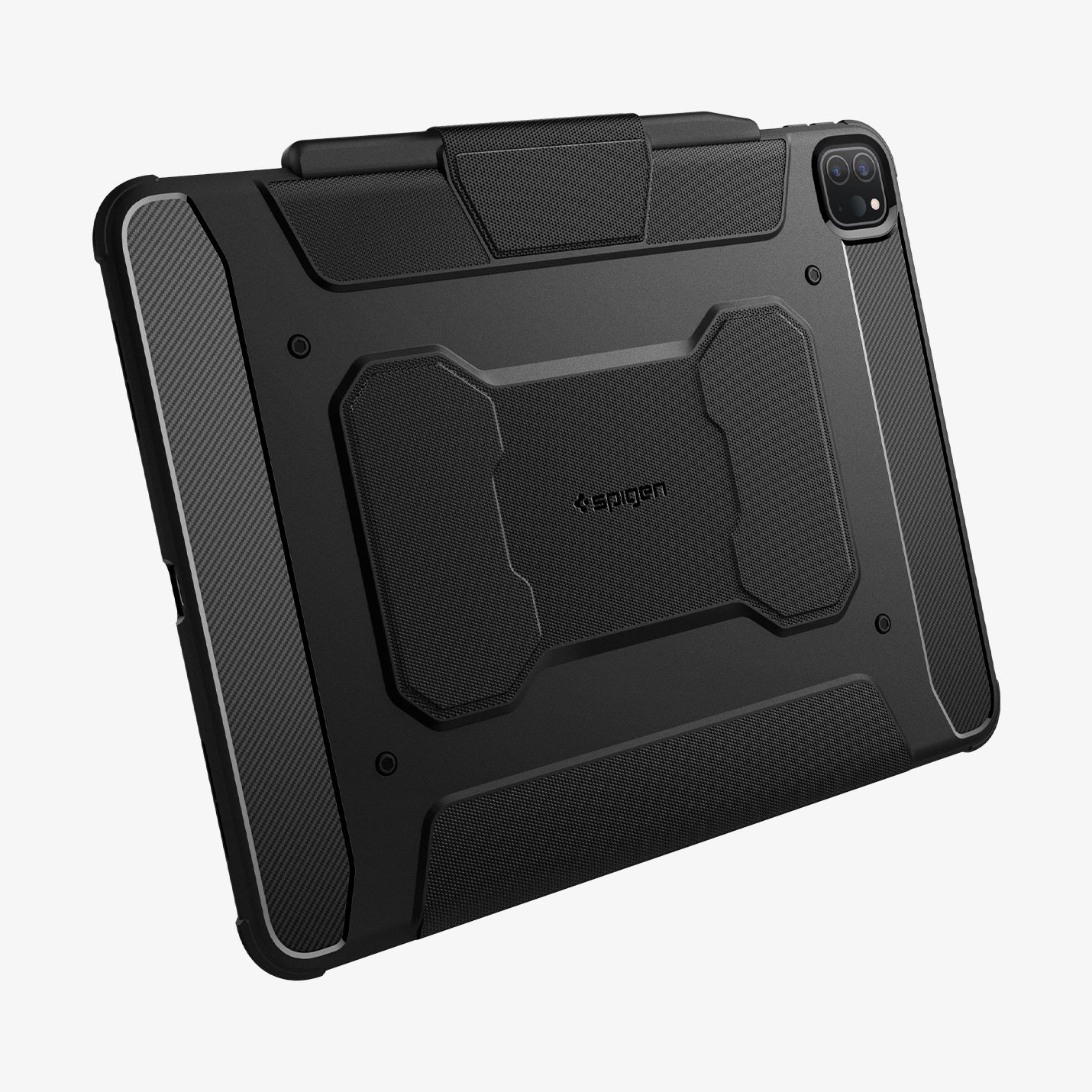 ACS07007 - iPad Pro 12.9-inch Case Rugged Armor Pro in Black showing the back in landscape position