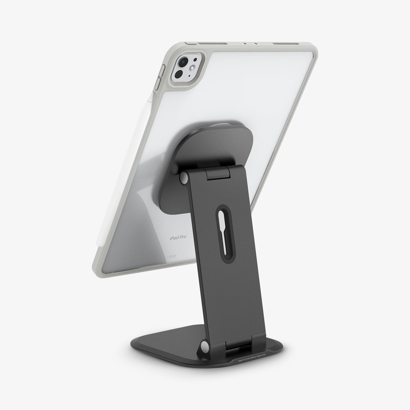 ACS06512 - iPad Pro 11-inch (2022) - Air Skin Pro OneTap showing the back, partial side, attached to a stand