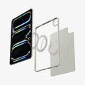 ACS06512 - iPad Pro 11-inch (2022) - Air Skin Pro OneTap showing the device hovering in front of the detached magnet metal ring, tpu frame and the backing of the case