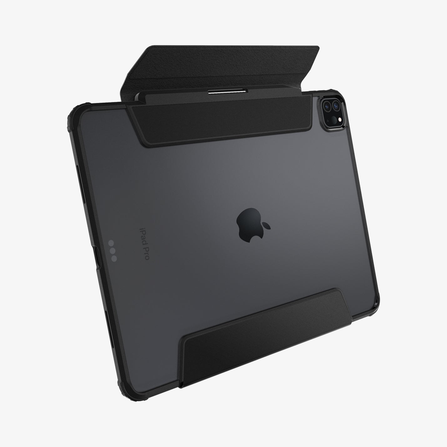 ACS02880 - iPad Pro 12.9"(2022/2021) Case Ultra Hybrid Pro in black showing the back and bottom with cover flap open