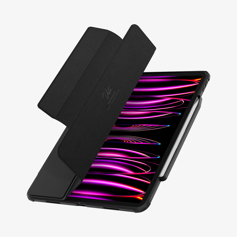 ACS02880 - iPad Pro 12.9"(2022/2021) Case Ultra Hybrid Pro in black showing the front with cover half open