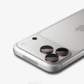 AGL12044 - iPhone 18 Pro Max / iPhone 18 Pro Optik Pro EZ Fit Lens Protector in Dark Cherry showing a close-up of three lens protectors fitted securely over the camera lenses.