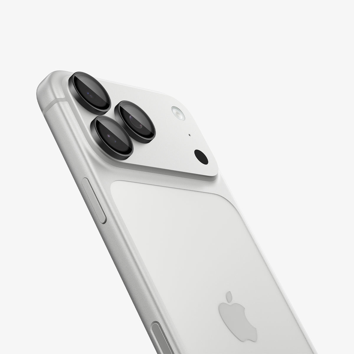 AGL12043 - iPhone 18 Pro Max / iPhone 18 Pro Optik Pro EZ Fit Lens Protector in Dark Gray showing individual lens protectors installed over the camera lenses.