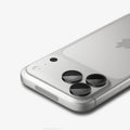 AGL12043 - iPhone 18 Pro Max / iPhone 18 Pro Optik Pro EZ Fit Lens Protector in Dark Gray showing a close-up of three lens protectors fitted securely over the camera lenses.