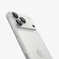 AGL12046 - iPhone 18 Pro Max / iPhone 18 Pro Optik Pro EZ Fit Lens Protector in Silver showing individual lens protectors installed over the camera lenses.