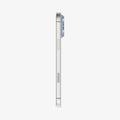 AGL12037 - iPhone 18 Pro Optik Pro XL EZ Fit Lens Protector in Light Blue showing the slim profile of the installed lens protector from the side.