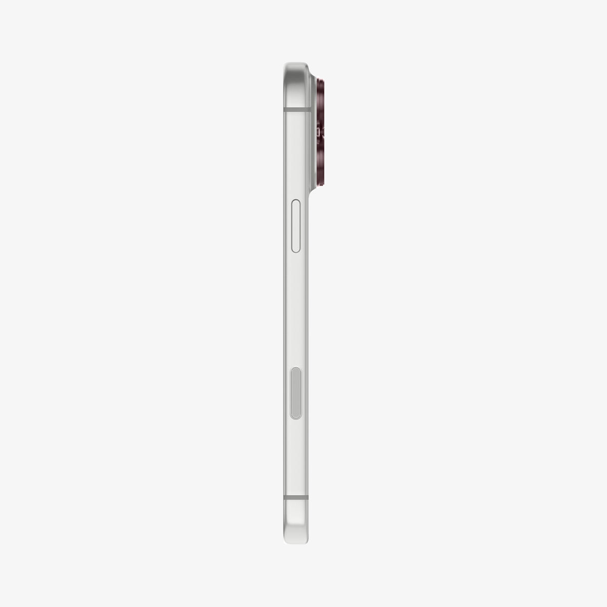 AGL12036 - iPhone 18 Pro Optik Pro XL EZ Fit Lens Protector in Dark Cherry showing the slim profile of the installed lens protector from the side.