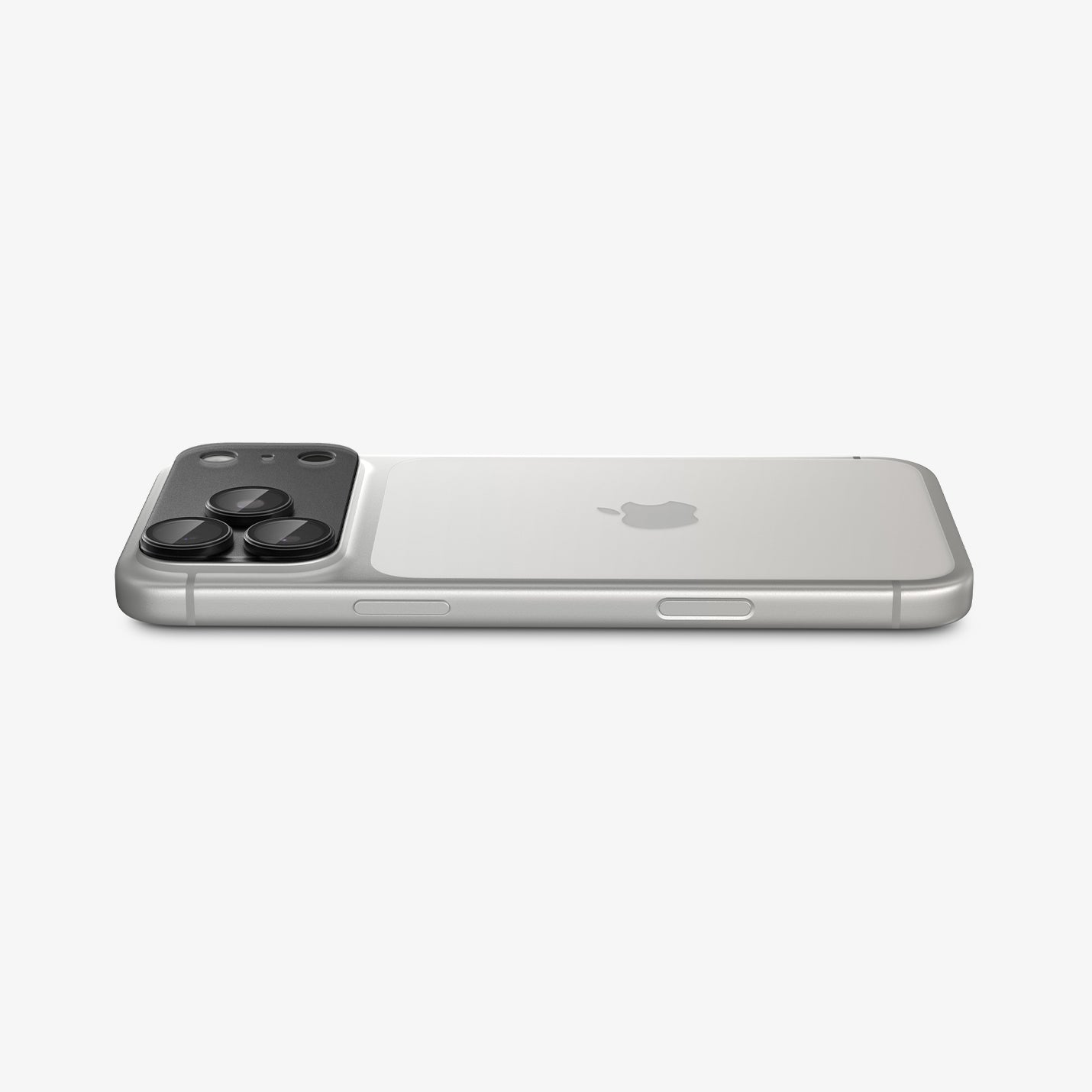 AGL12035 - iPhone 18 Pro Optik Pro XL EZ Fit Lens Protector in Dark Gray showing the installed lens protector sitting flush along the camera area.