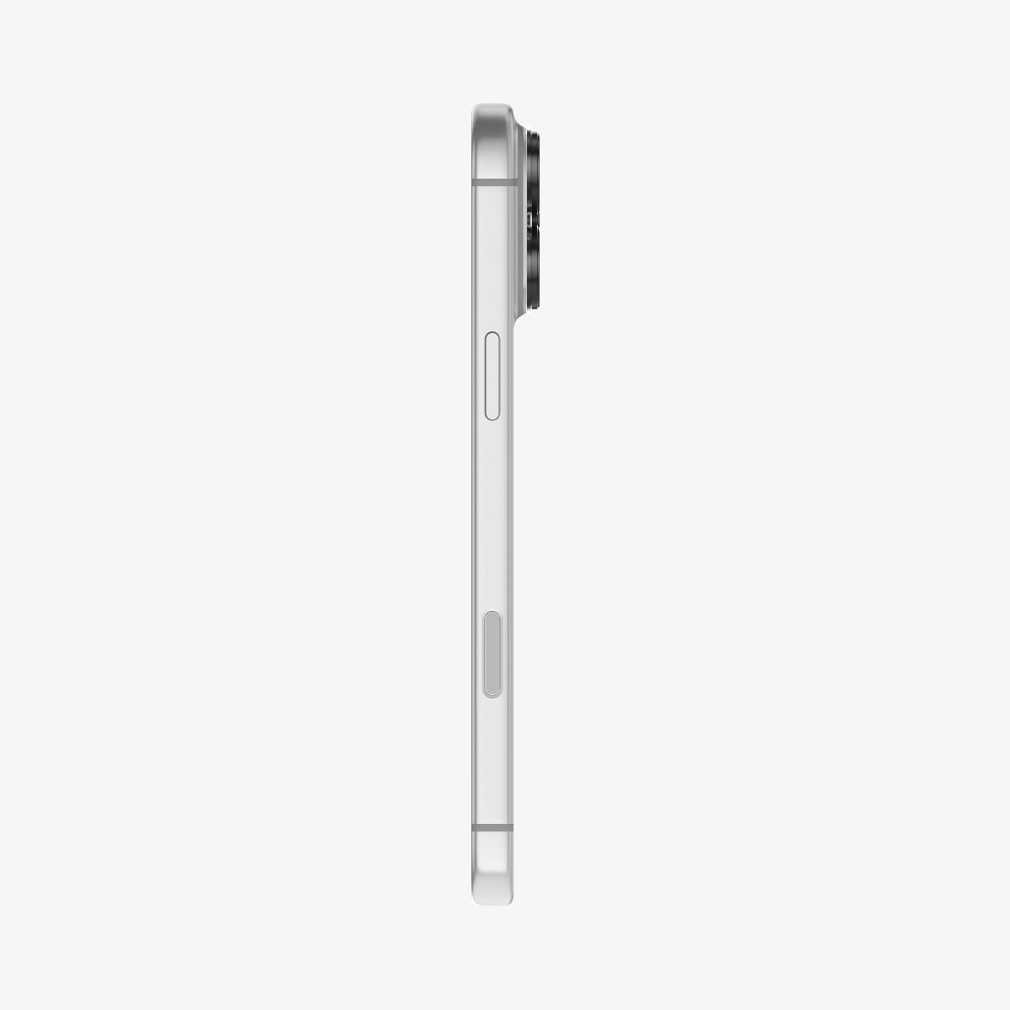 AGL12035 - iPhone 18 Pro Optik Pro XL EZ Fit Lens Protector in Dark Gray showing the slim profile of the installed lens protector from the side.