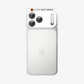 AGL12038 - iPhone 18 Pro Optik Pro XL EZ Fit Lens Protector in Silver showing an alignment tray positioned over the camera area for precise installation.