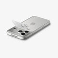 AGL12038 - iPhone 18 Pro Optik Pro XL EZ Fit Lens Protector in Silver showing the lens protector aligned above the camera area before installation.