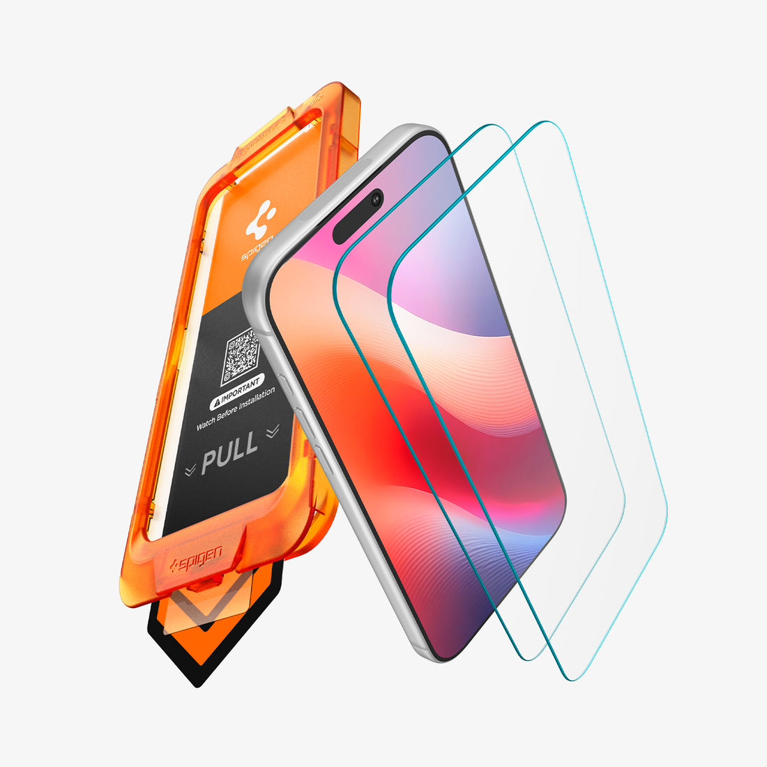 AGL11322 - iPhone 18 Pro Max / iPhone 17 Pro Max GLAS.tR AlignMaster S showing two screen protectors with the alignment tray for installation.