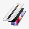 AGL12029 - iPhone 18 Pro Max Pro GLAS.tR EZ Fit | Privacy showing a screen protector aligned with the installation tray for easy application.
