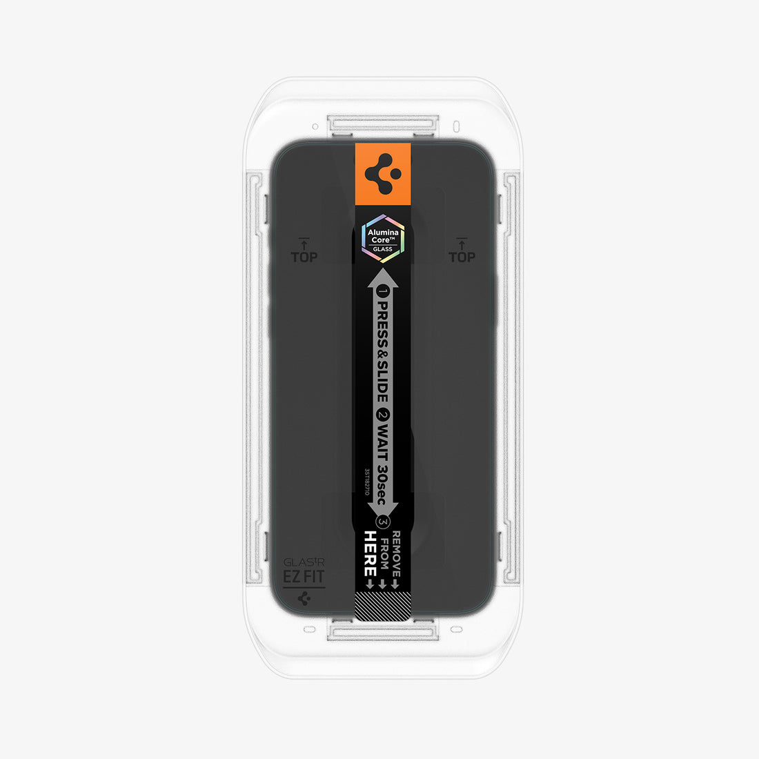 AGL12029 - iPhone 18 Pro Max Pro GLAS.tR EZ Fit | Privacy showing the screen protector secured inside the installation tray before application.