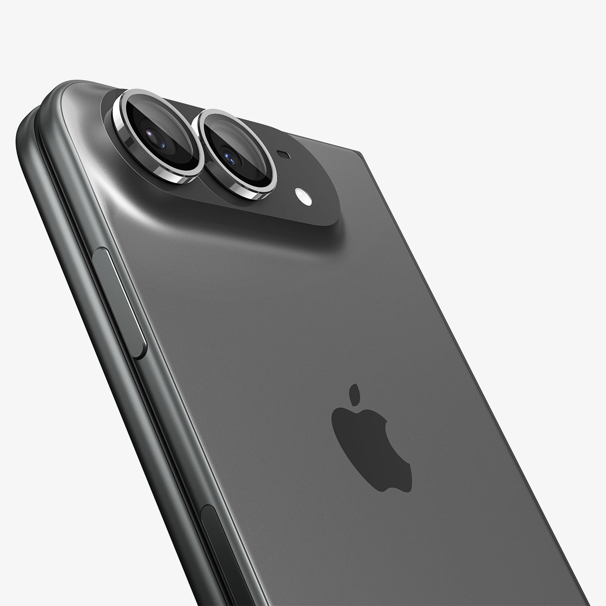 AGL12012 - iPhone Duo Optik Pro EZ Fit Lens Protector in Star White showing the installed lens protectors closely fitted around both camera lenses