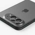 AGL12012 - iPhone Duo Optik Pro EZ Fit Lens Protector in Star White showing a close-up view of the dual camera lenses with individual lens protectors installed