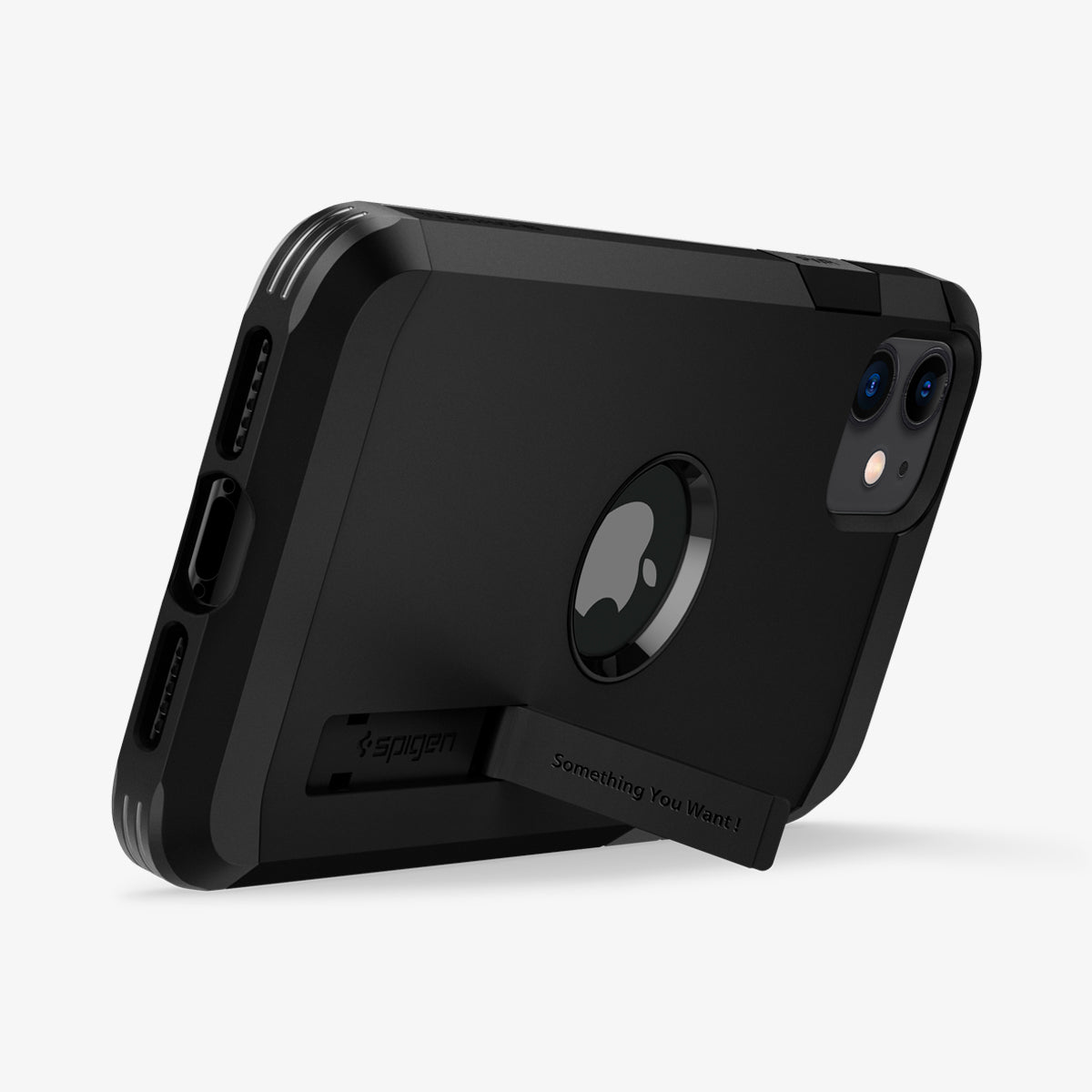 076CS27190 - iPhone 11 Tough Armor in XP Black showing the device propped up horizontally by built in kickstand