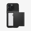 ACS06728 - iPhone 15 Pro Case Slim Armor CS in black showing the back with card in slot
