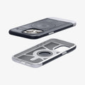 SPBD240001 - iPhone 15 Pro Max Case Classic C1 Bundle (MagFit) in Graphite Black showing the back, sides hovering above showing inner, bottom and sides of the case