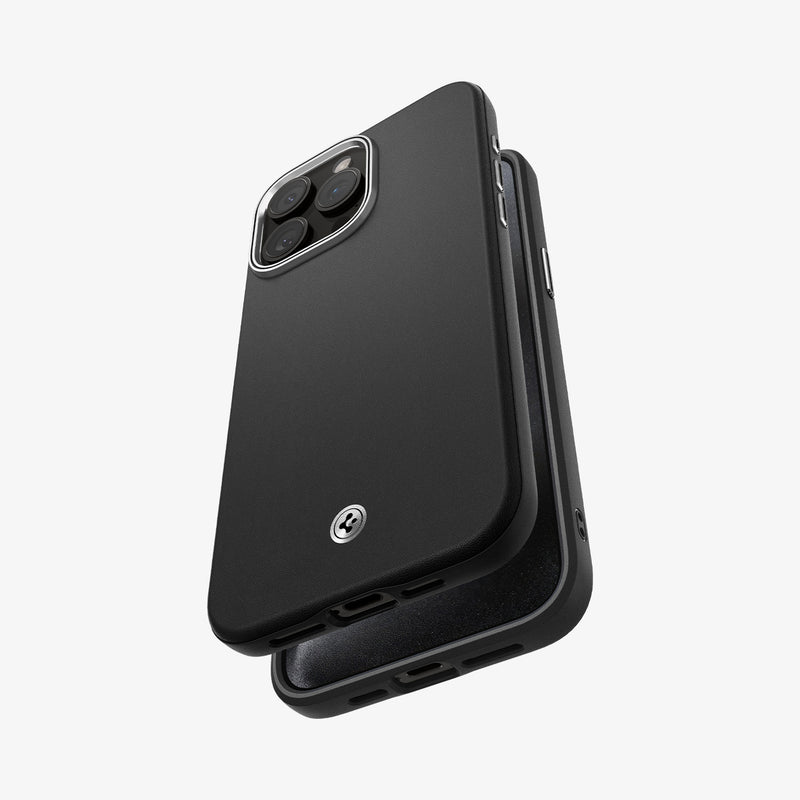 ACS06601 - iPhone 15 Pro Max Case Enzo (MagFit) in black showing the back, bottom and front