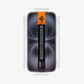 AGL06903 - iPhone 16 GLAS.tR EZ Fit Sensor Protected showing the front, with installation tray attached to the device