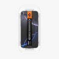 AGL07928 - iPhone 16 Pro GLAS.tR EZ Fit Sensor Protected showing the front, with installation tray attached to the device