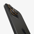 AGL08862 - iPhone 16 Pro Max Optik Pro EZ Fit Lens Protector in Desert Titanium showing the back and side zoomed in on the camera lens