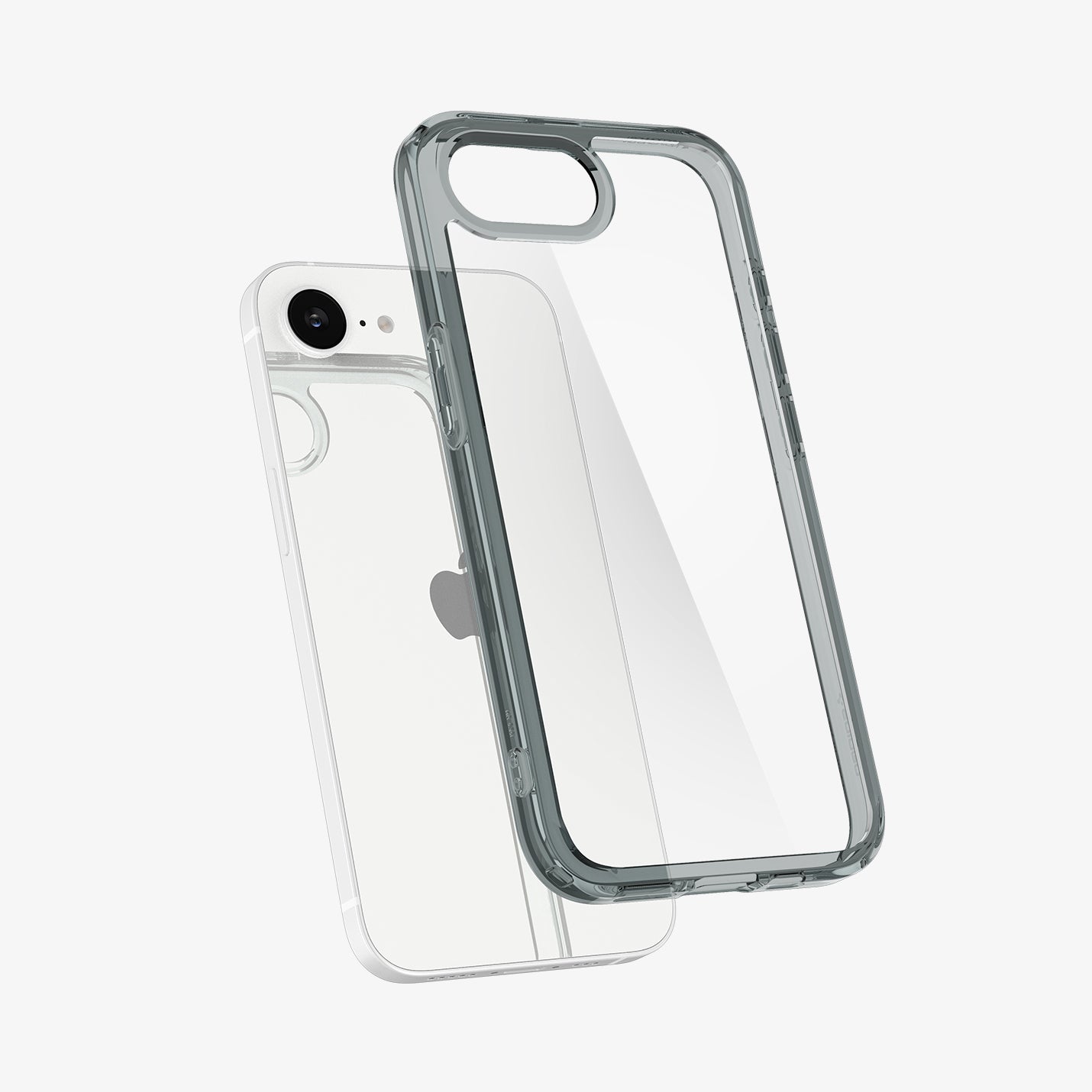 ACS09531 - iPhone 16e Case Ultra Hybrid in Space Crystal showing the back, hovering in front of the device