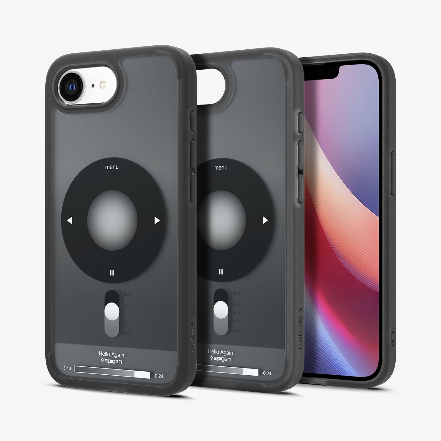 ACS09146 - iPhone 16e Case Ultra Hybrid Classic (MagFit) in Classic Black showing the back, partial front and sides