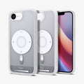 ACS09147 - iPhone 17e Case Ultra Hybrid Classic (MagFit) in Classic Silver showing the back, partial front and sides