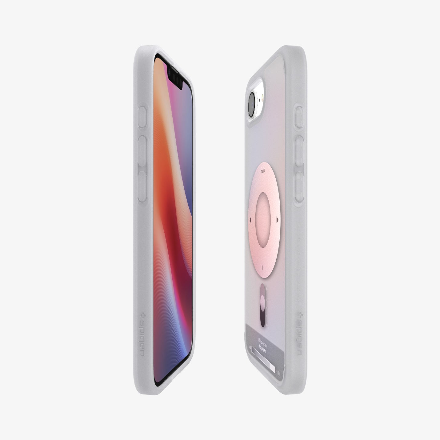 ACS09147 - iPhone 16e Case Ultra Hybrid Classic (MagFit) in Classic Silver showing the partial front, partial back and sides