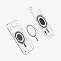 ACS09143 - iPhone 16e Case Ultra Hybrid Neo One (MagFit) in Neo One showing the inner layer hovering above the metal ring parts and the case