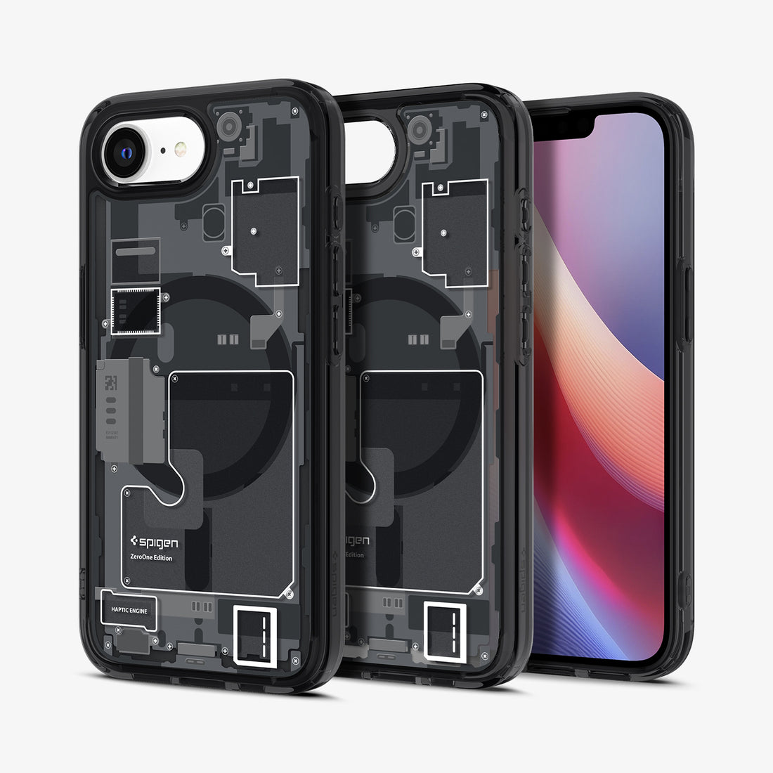 ACS09141 - iPhone 17e Case Ultra Hybrid Zero One (MagFit) in Zero One showing the back, partial inner, partial front and sides