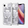 ACS09142 - iPhone 16e Case Ultra Hybrid Zero One (MagFit) in Zero One White showing the back, partial inner, partial front and sides