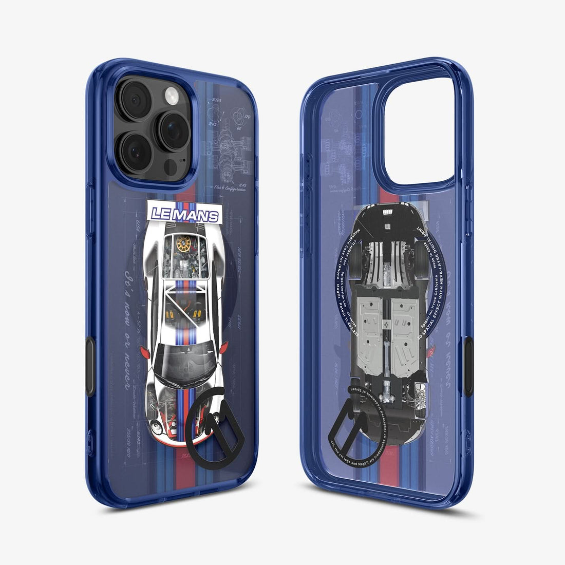 ACS09590 - iPhone 16 Pro Case c11 Series Le Mans Edition (MagFit) in Le Mans showing the back, inner and partial sides