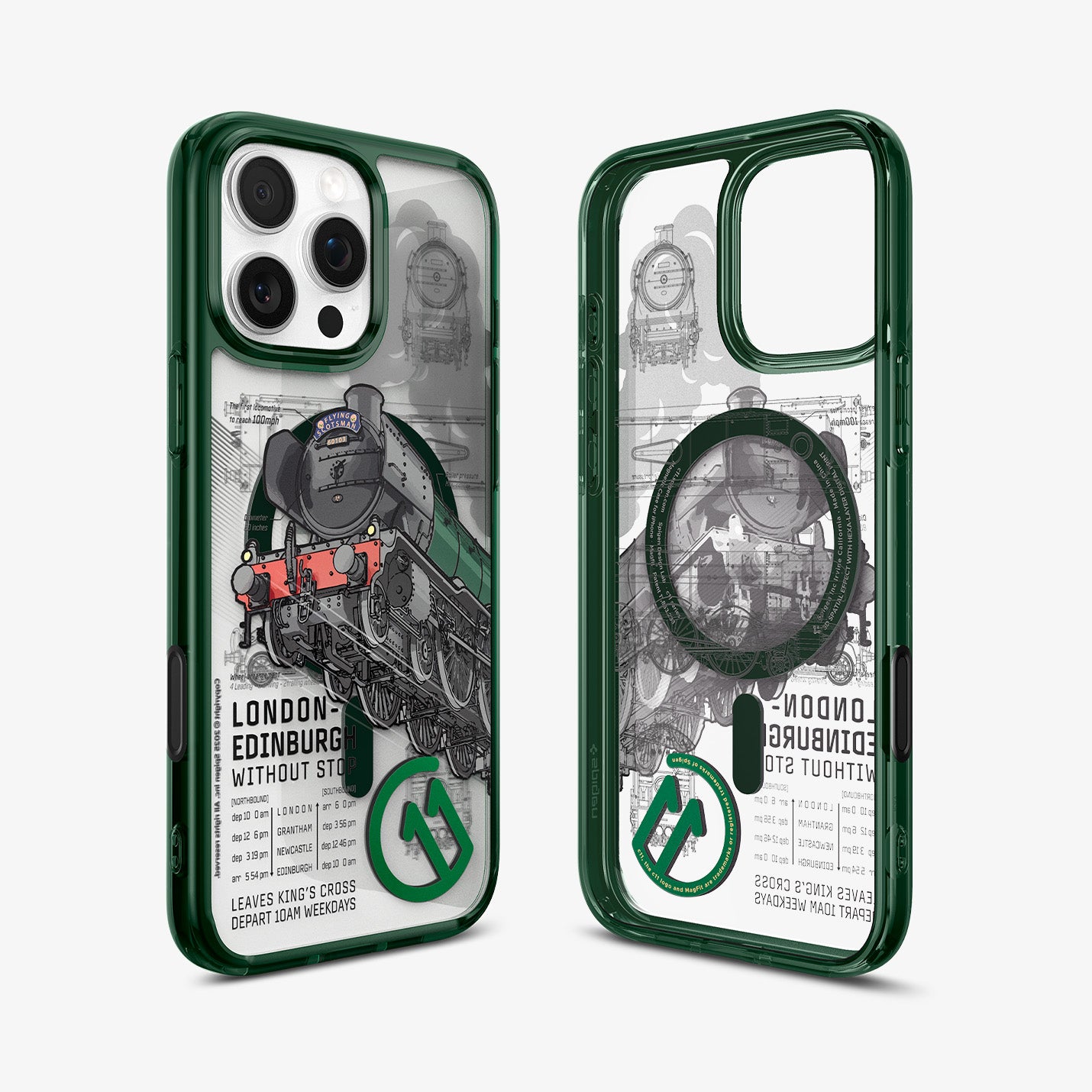 ACS09810 - iPhone 16 Pro Max Case c11 Series Scotsman Fir Edition (MagFit) in Scotsman Fir showing the back, inner and sides