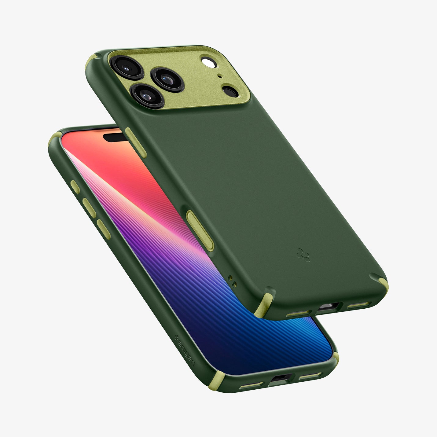 ACS09640 - iPhone 17 Pro Nano Pop Hybrid (MagFit) in Avo Green showing the back, side and partial front